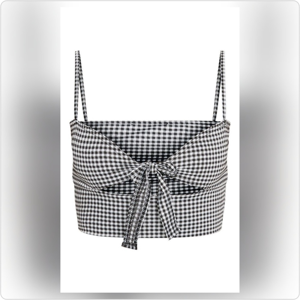 Gingham Jersey Tie Bralet